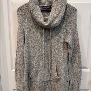 Eddie Bauer Relaxed Sleepwear Long Sweater Cowl-Neck Soft Knit Womens Sz L Gray